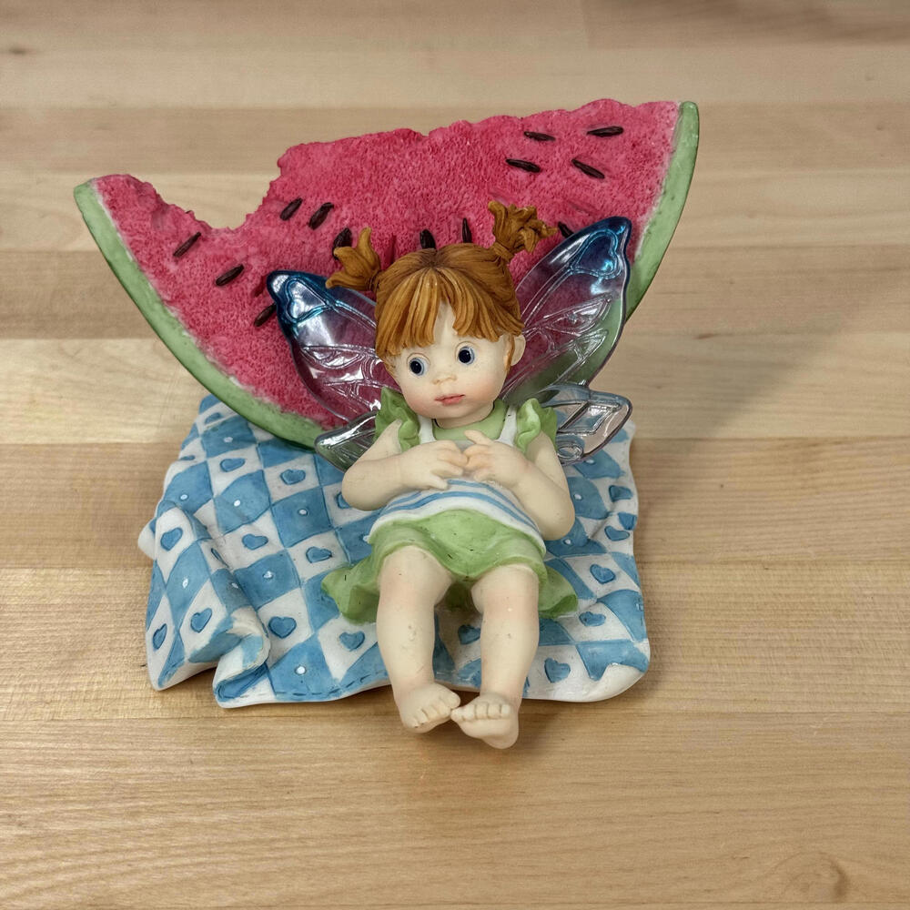 Decorative Fairy Figurine with Watermelon Slice Tummy Ache Fairie Enesco 4004988